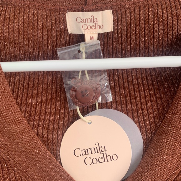 CAMILA COELHO Alena Brown Metallic Micro Cardigan size medium - Picture 5 of 8